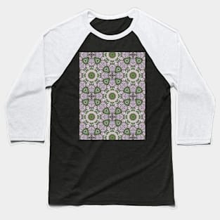 Intricate Green Rounded Triangles on Mauve Background - WelshDesignsTP003 Baseball T-Shirt